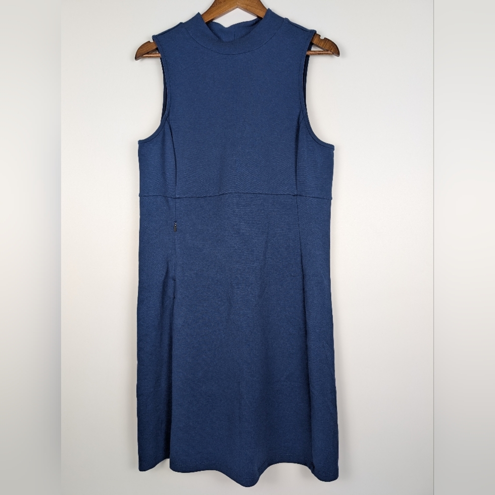 Title Nine Navy Halterneck Sleeveless Tank Dress Sz.L Sporty Travel Stretch
